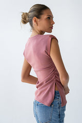 Johny Asymmetrical Top In Marsala - Final Sale