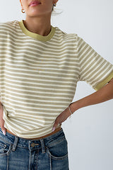 Jenna Striped Top In Green