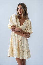 Lizzy Floral Mini Dress in Yellow - FINAL SALE