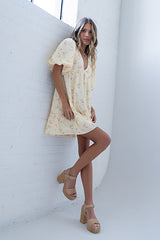 Lizzy Floral Mini Dress In Yellow - Final Sale