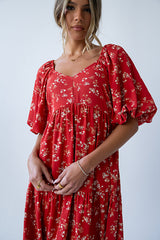 Amy Floral Maxi Dress In Red - Final Sale