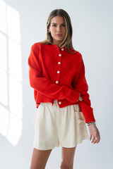 Kareena Knit Cardigan In Red