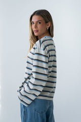 Kiana Striped Top In Grey - Final Sale