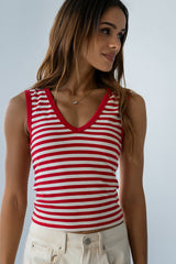 Kylen Striped Tank Top in Red - FINAL SALE