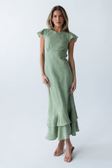 Mateo Floral Maxi Dress In Green