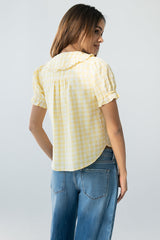 Nelly Gingham Blouse In Yellow