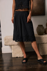 Molly Embroidered Shorts In Black - Final Sale