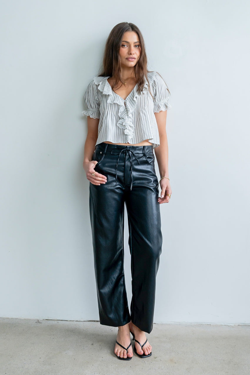 Priya Vegan Leather Wide Leg Pants - FINAL SALE