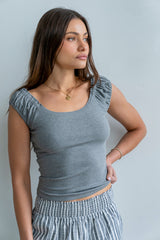 Ace Ribbed Top in Heather Grey - FINAL SALE