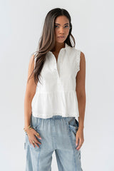 Julian Collared Blouse In Off White - Final Sale