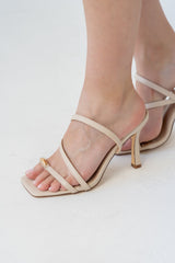 Heather Strappy Heels In Beige - Final Sale