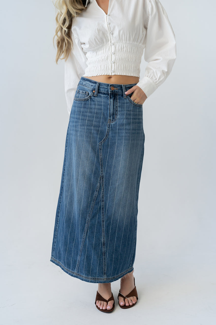 Megan Striped Denim Skirt - FINAL SALE