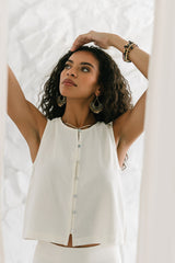 Ray Cropped Button Down Tank - Final Sale
