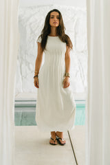 Carolina Pleated Maxi Dress In Ivory - Final Sale