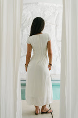 Carolina Pleated Maxi Dress In Ivory - Final Sale
