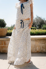Simon Tiered Maxi Skirt In Blue - Final Sale