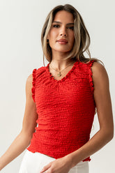 Jordana Textured Tank in Red
