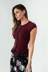 Misha Ruffle Top In Burgundy - Final Sale