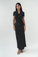 Malia Polka Dot Collared Blouse - Final Sale