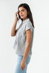Janel Collared Striped Top - Final Sale