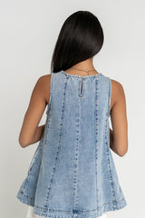 Savannah Denim Sleeveless Tunic Top - Final Sale