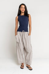 Colleen Striped Baggy Pants in Natural - FINAL SALE