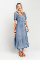 Tatum Denim Wrap Midi Dress - FINAL SALE