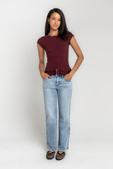 Misha Ruffle Top In Burgundy - Final Sale