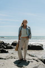 Sawyer Lace Trim Tank Top In Blue