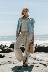 Colleen Striped Baggy Pants In Natural - Final Sale
