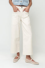 Mylah Wide Leg Jeans In Ivory