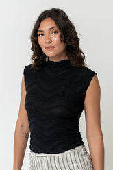 Monet Textured Top in Black