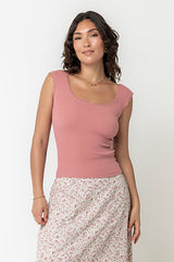 Sawyer Lace Trim Tank Top in Pink