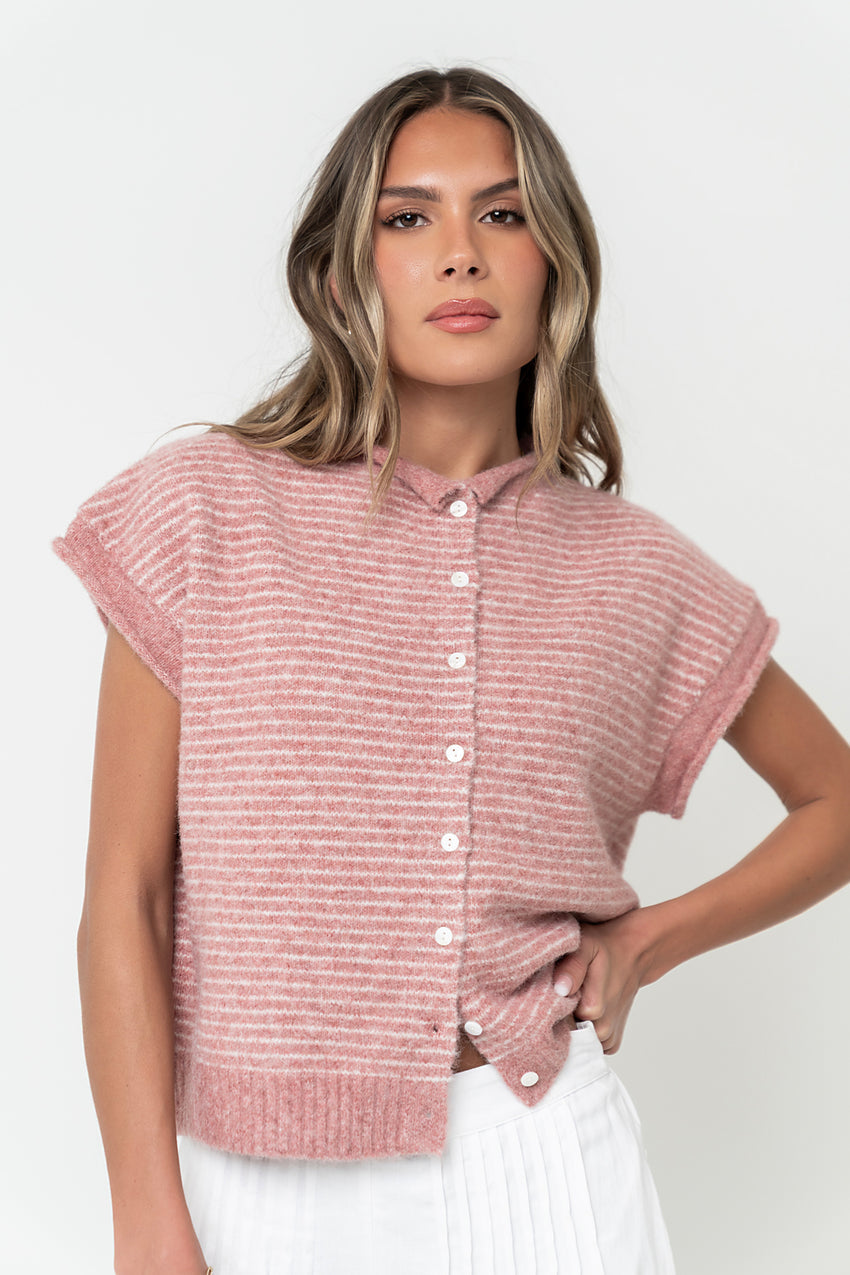 Percey Knit Cardigan in Pink - FINAL SALE