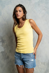 Daniella Ribbed Tank In Yellow
