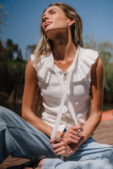 Mitchel Collared Tank in Ivory - FINAL SALE