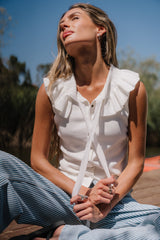 Mitchel Collared Tank in Ivory - FINAL SALE