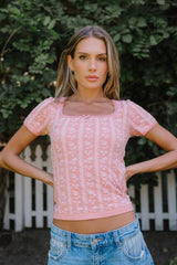 Juliet Floral Seamless Top In Rose - Final Sale