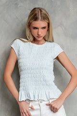 Boston Smocked Top In Blue - Final Sale