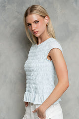 Boston Smocked Top In Blue - Final Sale