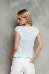 Boston Smocked Top In Blue - Final Sale