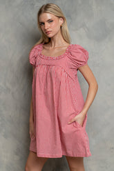 Evelyn Gingham Dress in Red