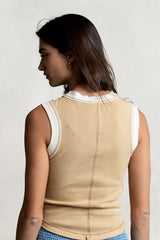 Lilah Reverse Seam Tank In Taupe