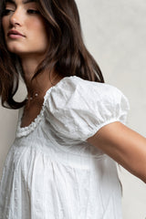 Delaney Swiss Dot Top In White