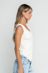 Haddie Lace Tank In Ivory - Final Sale