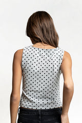 Mona Polka Dot Top In Heather Grey