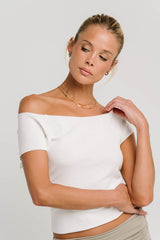 Lennox Knit Top in White - FINAL SALE