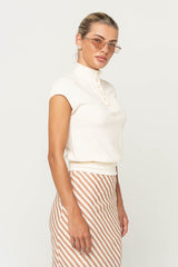 Miriam Mock Neck Top In Ivory