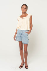 Livy Gingham Oversized Top in Yellow