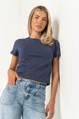 Millie Polka Dot Tee in Navy